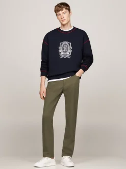 Spodnie*Tommy Hilfiger Spodnie Denton 1985 Collection O Prostym Kroju ARMY GREEN