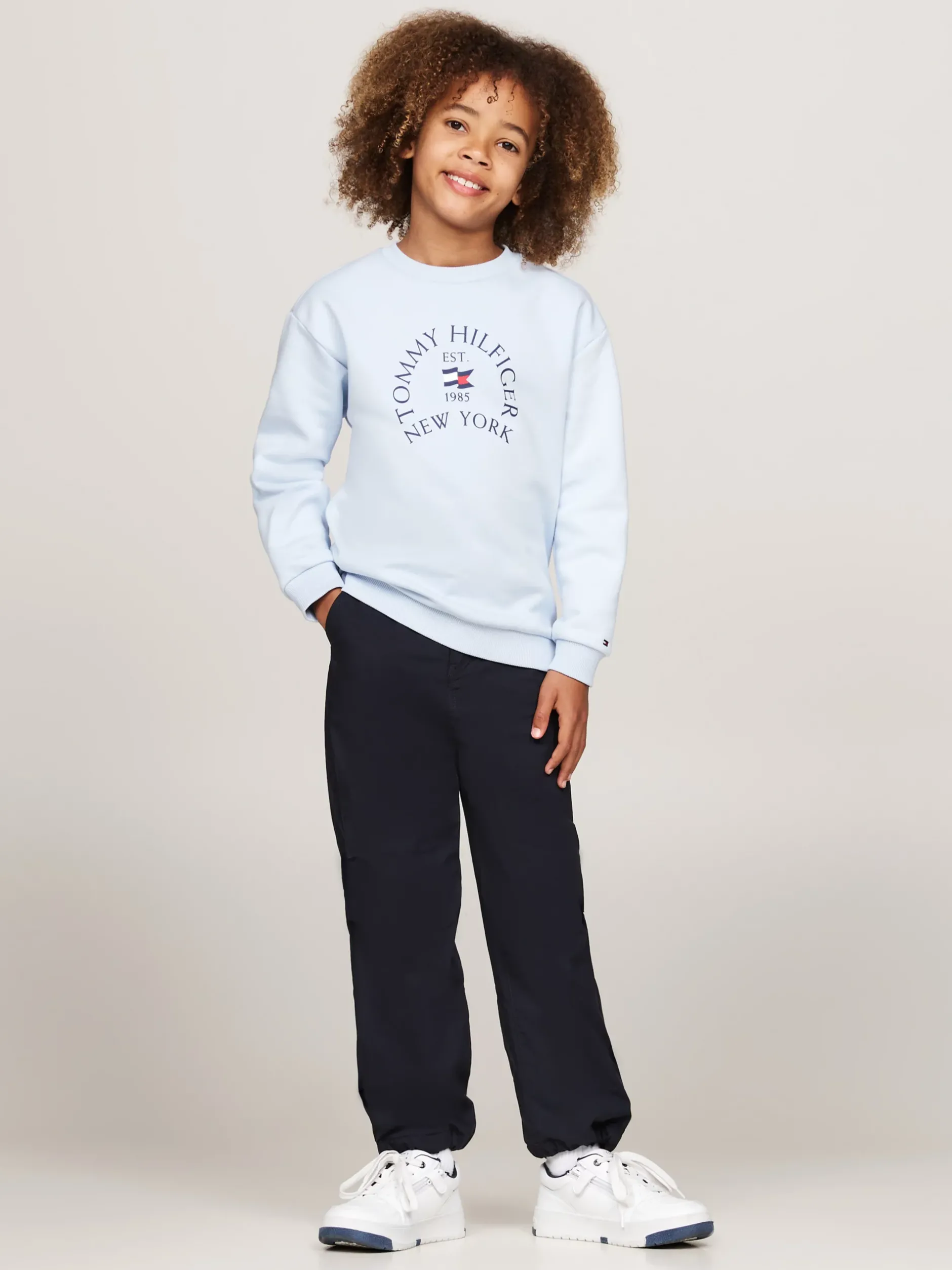 Spodnie I Szorty*Tommy Hilfiger Spodnie O Kroju Oversize Z Troczkami DESERT SKY