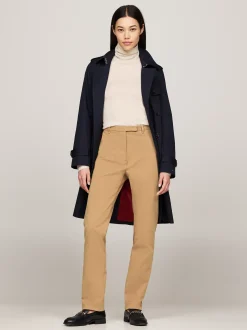 Spodnie*Tommy Hilfiger Spodnie O Wąskim Kroju Z Gabardyny CLASSIC KHAKI