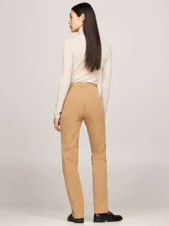 Spodnie*Tommy Hilfiger Spodnie O Wąskim Kroju Z Gabardyny CLASSIC KHAKI