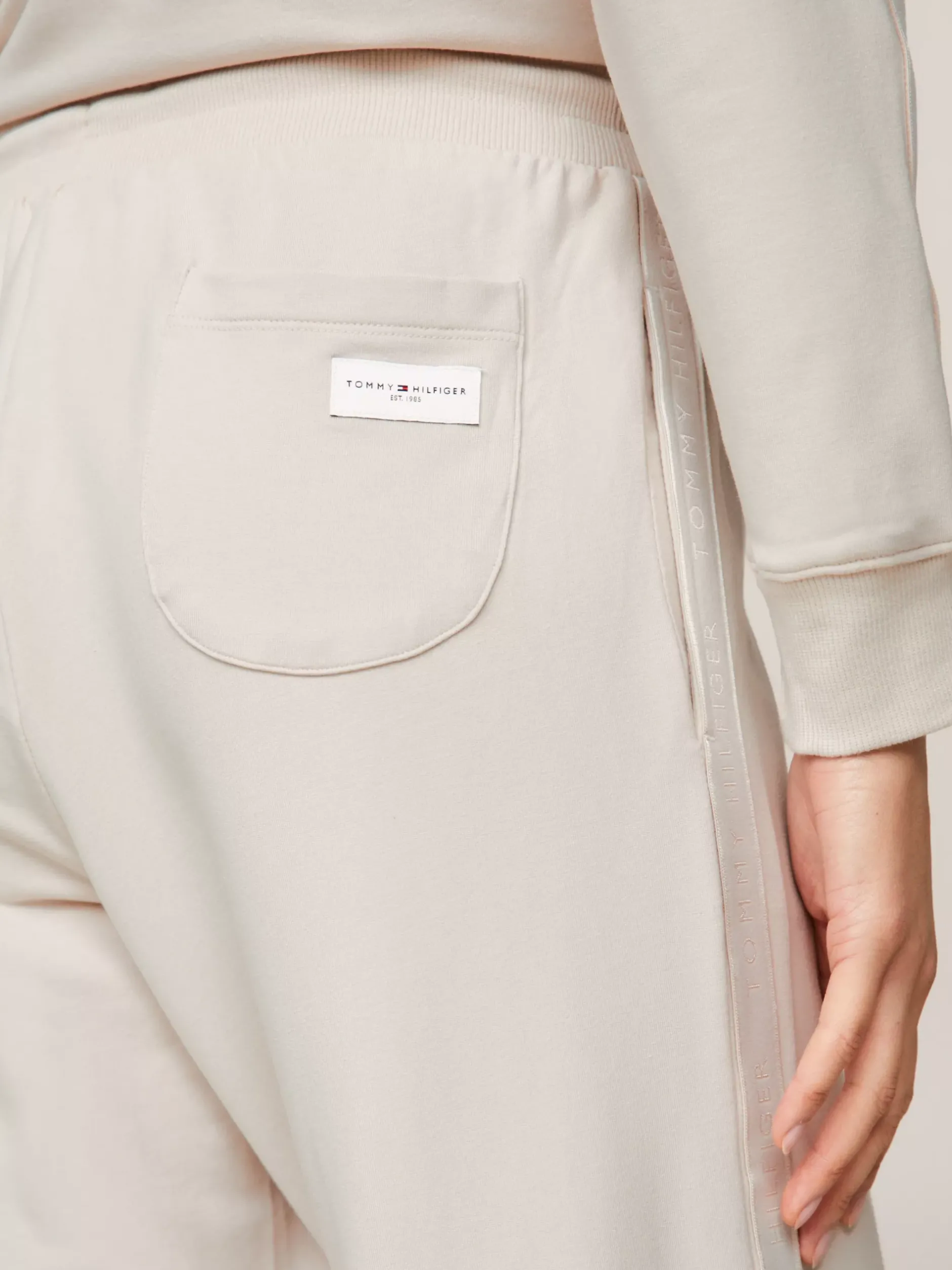 Stroje Domowe*Tommy Hilfiger Spodnie Od Piżamy Z Troczkami I Logo Hilfiger CASHMERE CREME