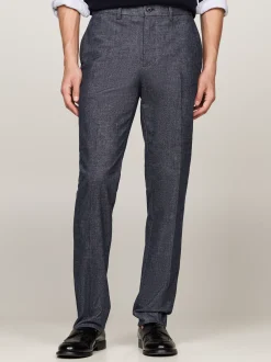 Spodnie*Tommy Hilfiger Spodnie Smart Casual O Melanżowym Splocie DESERT SKY