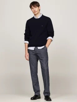 Spodnie*Tommy Hilfiger Spodnie Smart Casual O Melanżowym Splocie DESERT SKY
