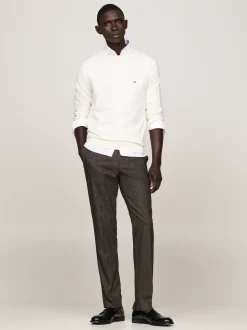 Spodnie*Tommy Hilfiger Spodnie Smart Casual O Melanżowym Splocie DARK COFFEE