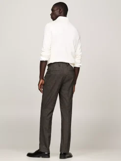 Spodnie*Tommy Hilfiger Spodnie Smart Casual O Melanżowym Splocie DARK COFFEE