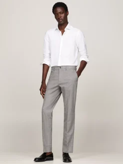 Spodnie*Tommy Hilfiger Spodnie Smart Casual O Melanżowym Splocie MEDIUM GREY HEATHER