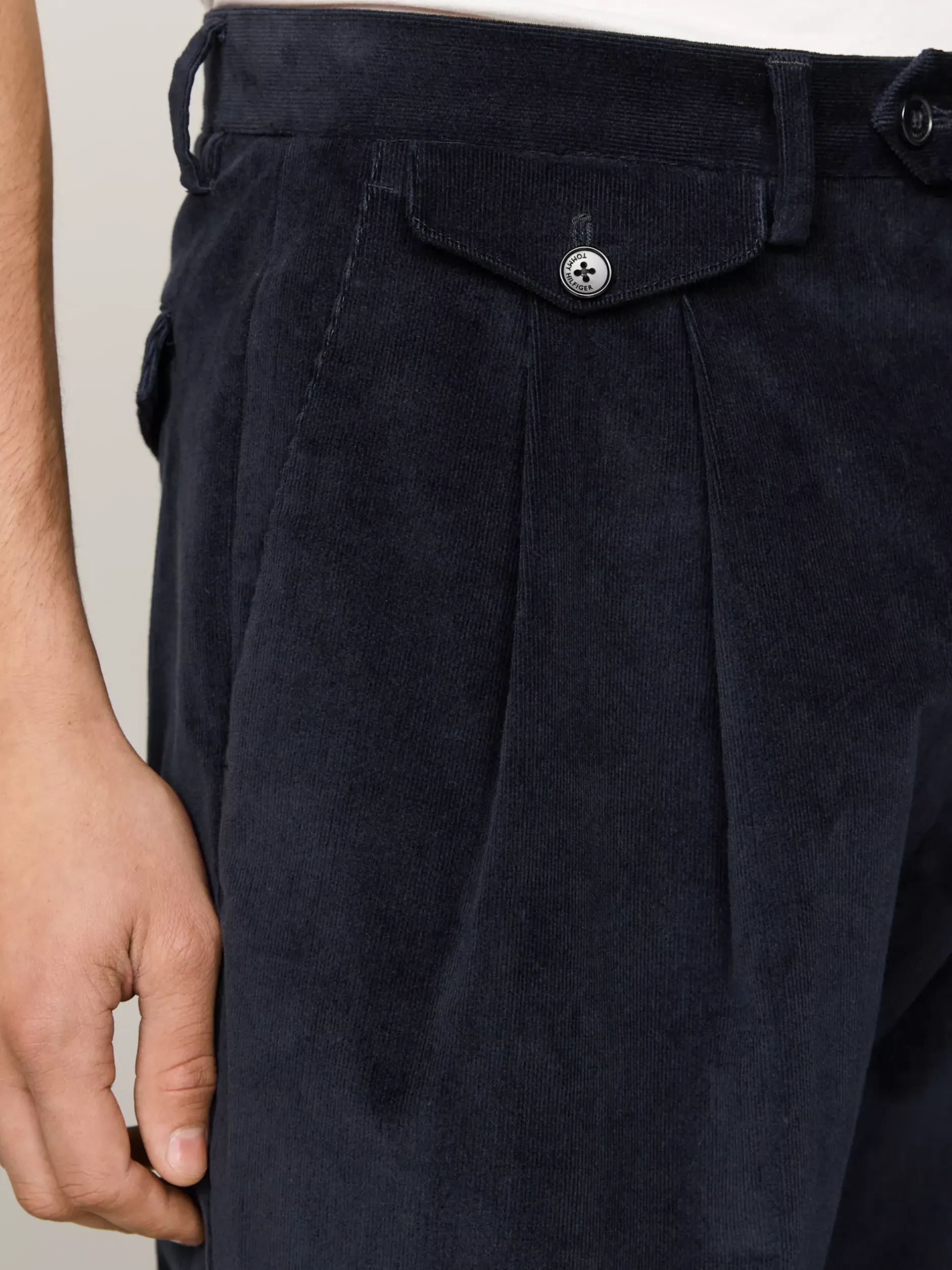 Garnitury I Kostiumy|Spodnie*Tommy Hilfiger Spodnie Sztruksowe Dopasowane Do Sylwetki BLUE
