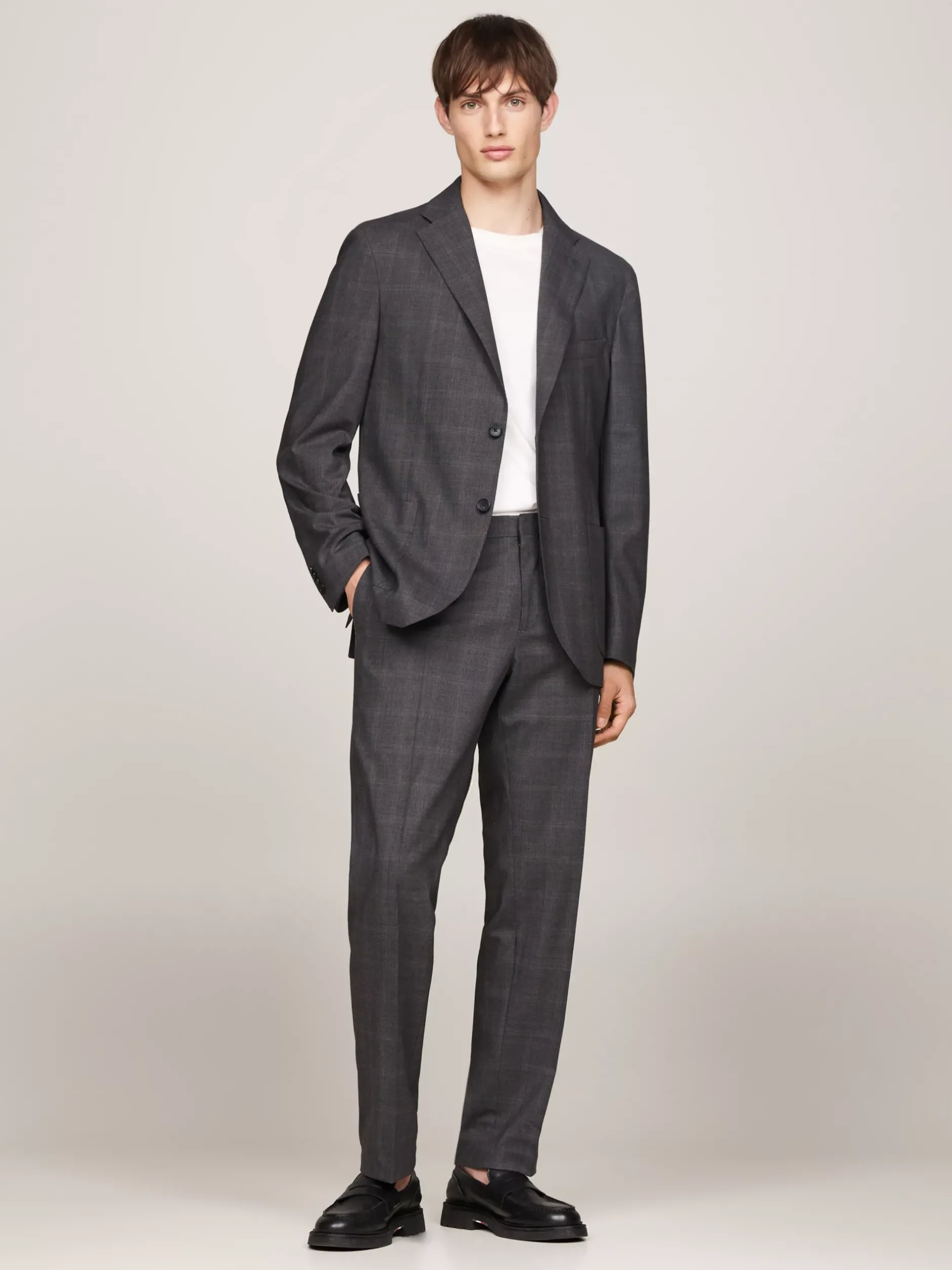 Garnitury I Kostiumy|Spodnie*Tommy Hilfiger Spodnie W Kratę Dopasowane Do Sylwetki GREY
