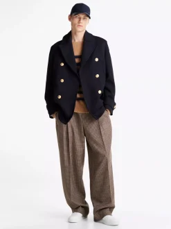 Spodnie*Tommy Hilfiger Spodnie Z Mieszanki Wełny BEIGE