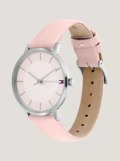 Zegarki*Tommy Hilfiger Stalowy Zegarek Ze Skórzanym Paskiem SILVER