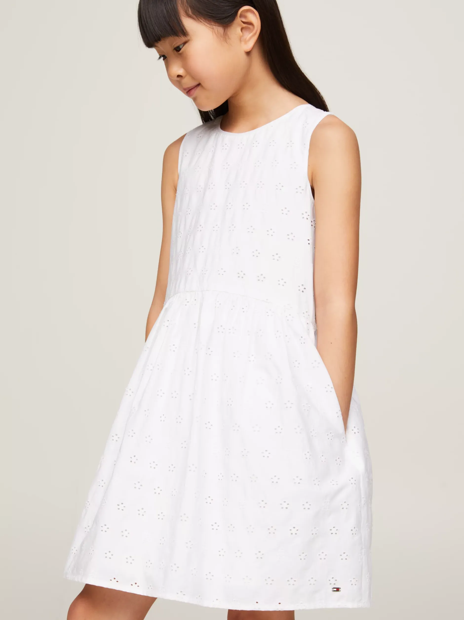 Sukienki*Tommy Hilfiger Sukienka Bez Rękawów Z Monogramem TH WHITE