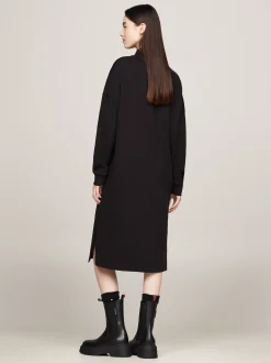 Sukienki*Tommy Hilfiger Sukienka Dresowa Midi Z Półgolfem BLACK