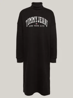 Sukienki*Tommy Hilfiger Sukienka Dresowa Midi Z Półgolfem BLACK