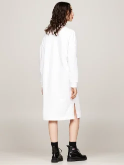 Sukienki*Tommy Hilfiger Sukienka Dresowa Midi Z Półgolfem WHITE