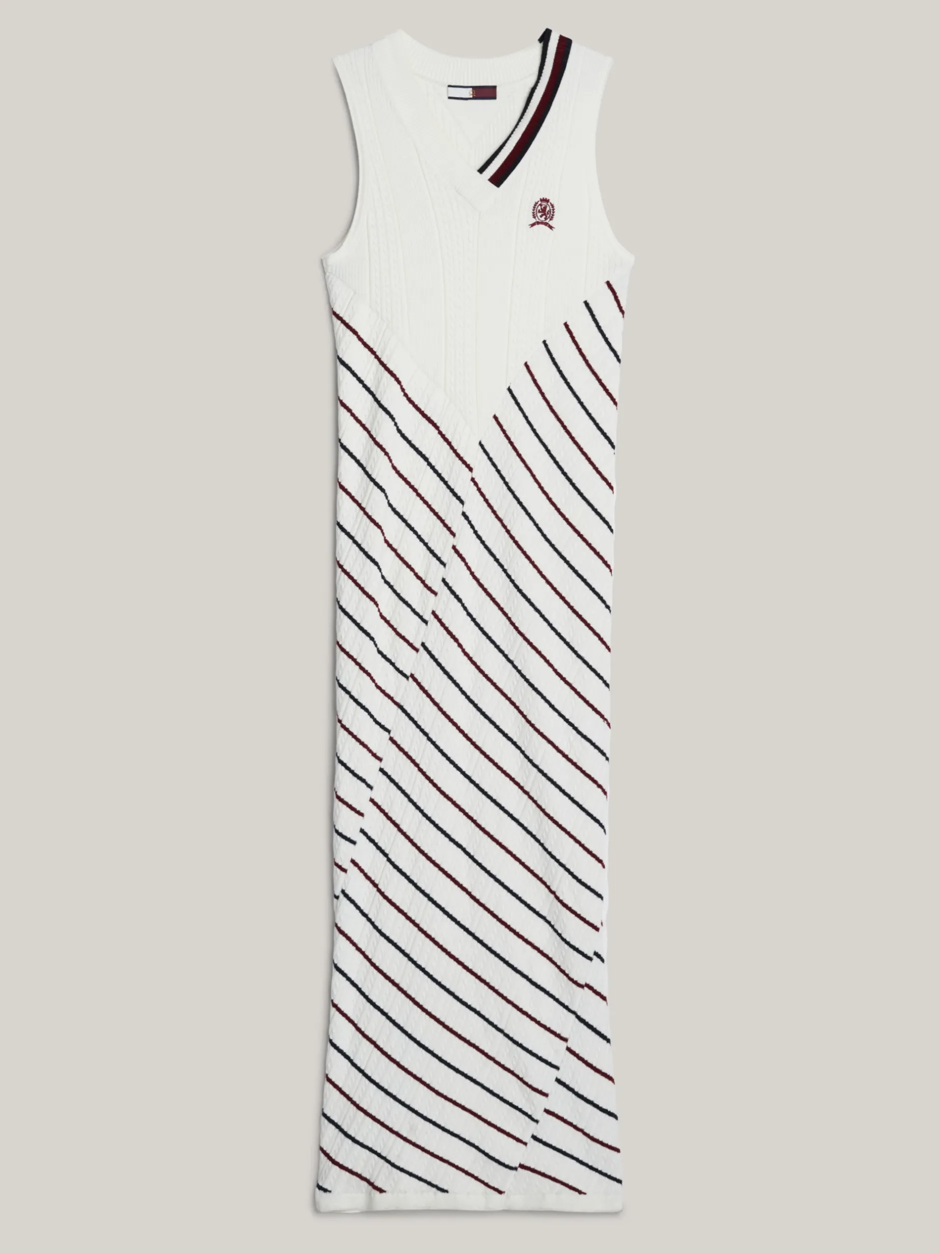 Sukienki*Tommy Hilfiger Sukienka Dzianinowa Bez Rękawów W Paski IVORY