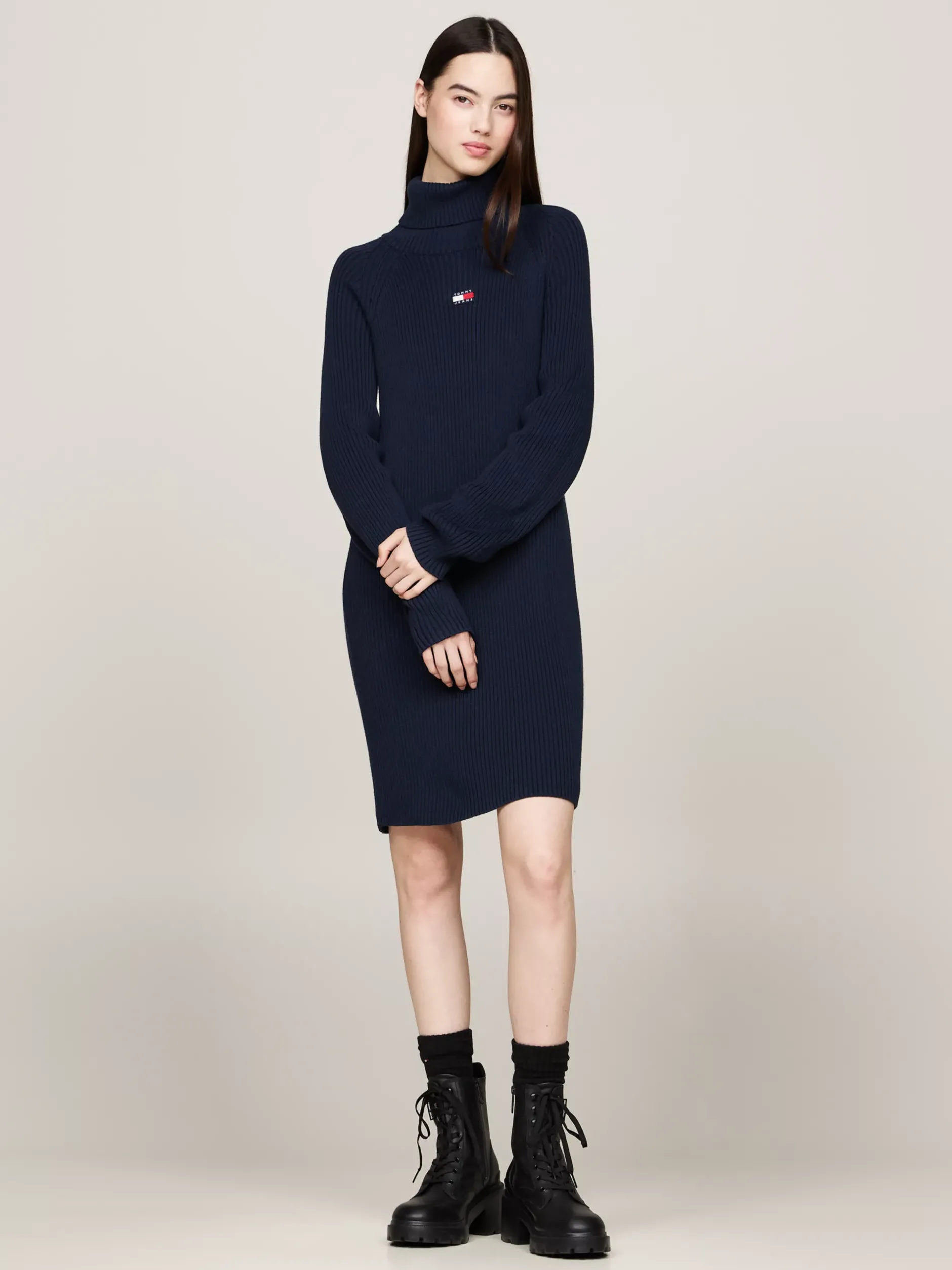 Sukienki*Tommy Hilfiger Sukienka Dzianinowa Mini Z Golfem DARK NIGHT NAVY