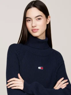 Sukienki*Tommy Hilfiger Sukienka Dzianinowa Mini Z Golfem DARK NIGHT NAVY