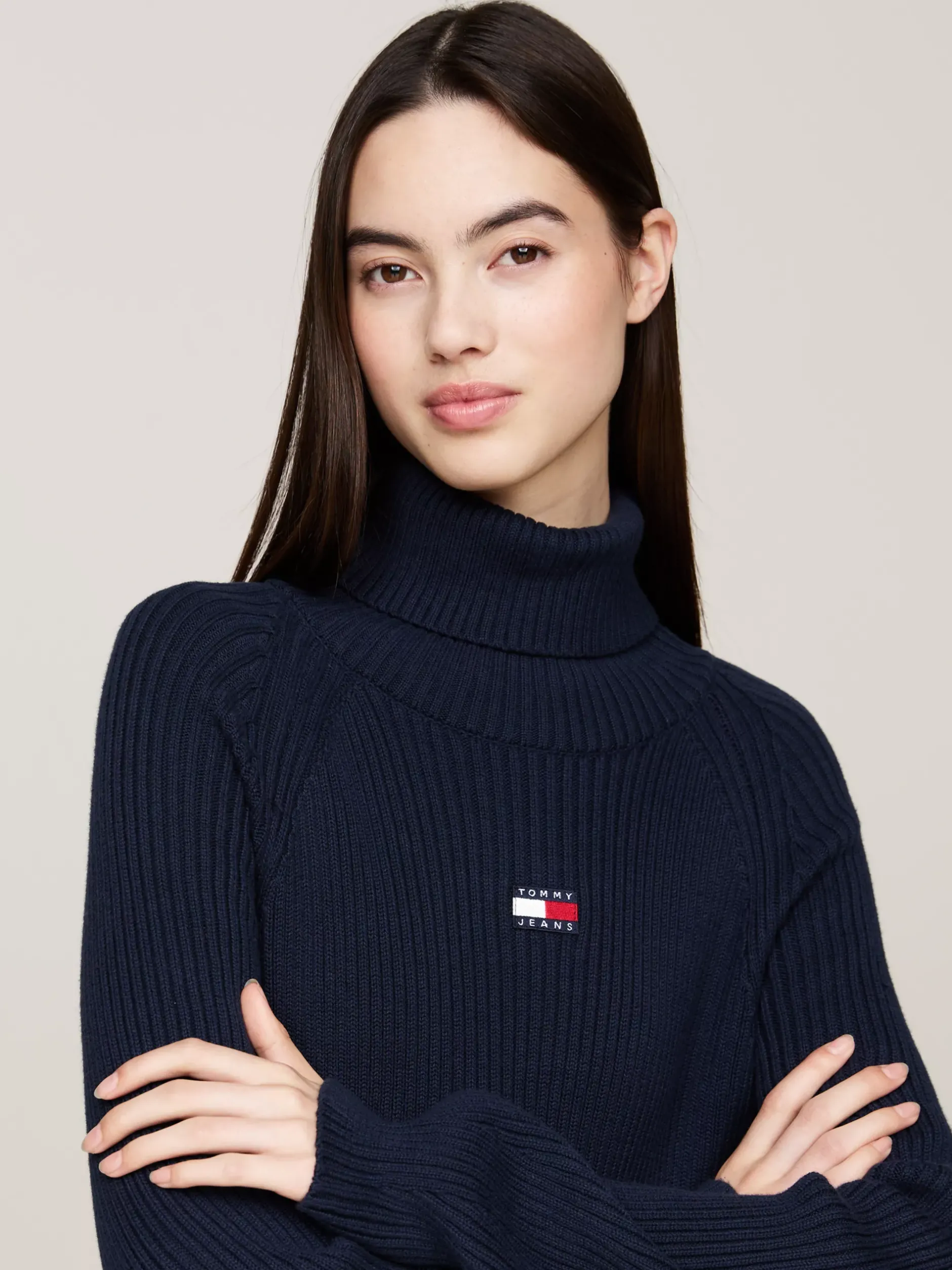 Sukienki*Tommy Hilfiger Sukienka Dzianinowa Mini Z Golfem DARK NIGHT NAVY