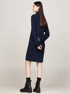 Sukienki*Tommy Hilfiger Sukienka Dzianinowa Mini Z Golfem DARK NIGHT NAVY