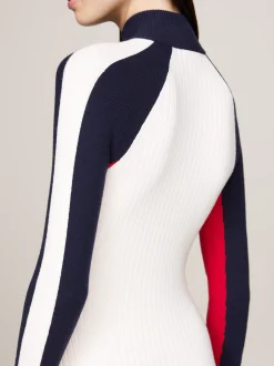 Sukienki*Tommy Hilfiger Sukienka Dzianinowa Z Blokami Kolorów ANCIENT WHITE MULTI