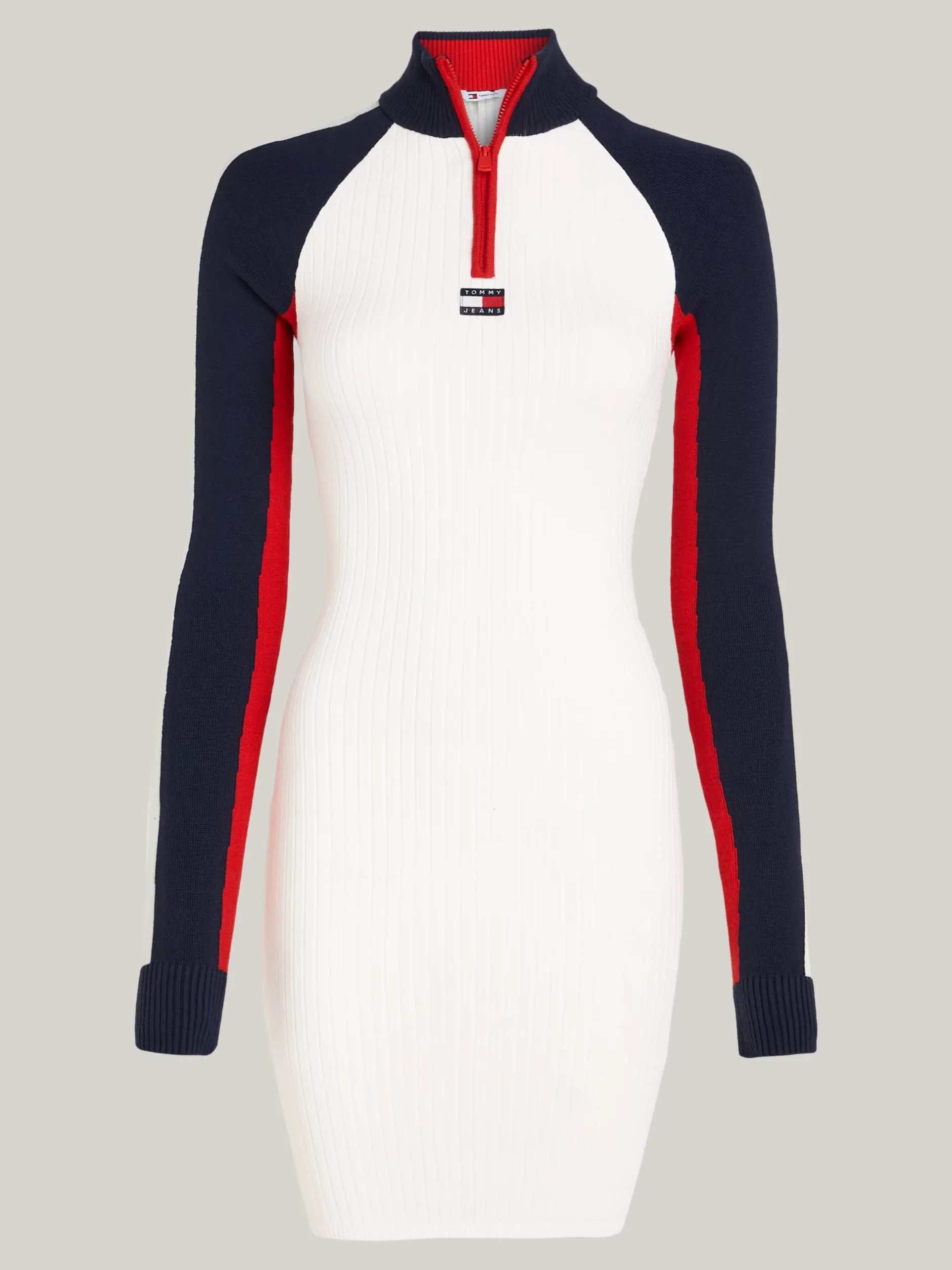 Sukienki*Tommy Hilfiger Sukienka Dzianinowa Z Blokami Kolorów ANCIENT WHITE MULTI