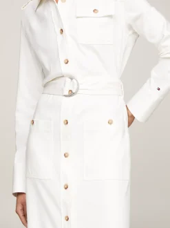 Sukienki*Tommy Hilfiger Sukienka Koszulowa Midi W Stylu Utility ANCIENT WHITE
