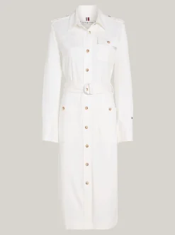 Sukienki*Tommy Hilfiger Sukienka Koszulowa Midi W Stylu Utility ANCIENT WHITE