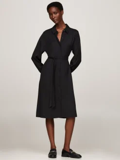 Sukienki*Tommy Hilfiger Sukienka Koszulowa Midi Z Paskiem BLACK