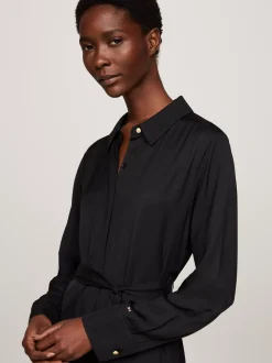 Sukienki*Tommy Hilfiger Sukienka Koszulowa Midi Z Paskiem BLACK