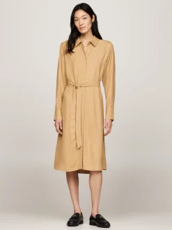 Sukienki*Tommy Hilfiger Sukienka Koszulowa Midi Z Paskiem CLASSIC KHAKI