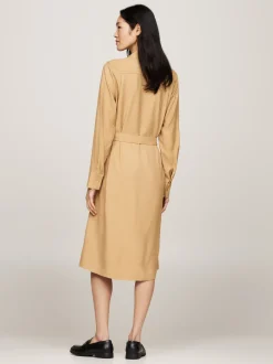 Sukienki*Tommy Hilfiger Sukienka Koszulowa Midi Z Paskiem CLASSIC KHAKI