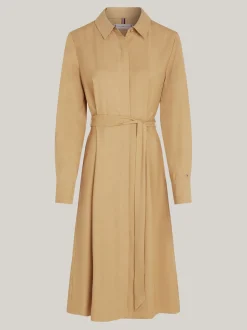 Sukienki*Tommy Hilfiger Sukienka Koszulowa Midi Z Paskiem CLASSIC KHAKI