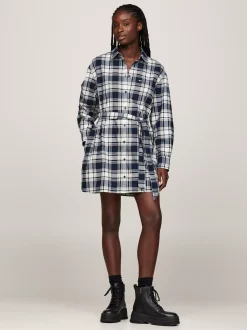 Sukienki*Tommy Hilfiger Sukienka Koszulowa O Luźnym Kroju Z Paskiem WINTER CHECK