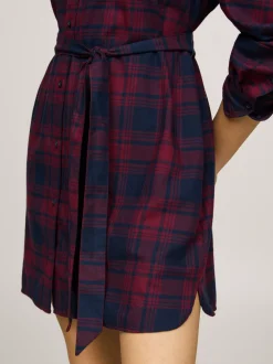 Sukienki*Tommy Hilfiger Sukienka Koszulowa O Luźnym Kroju Z Paskiem ROUGE WINTER CHECK