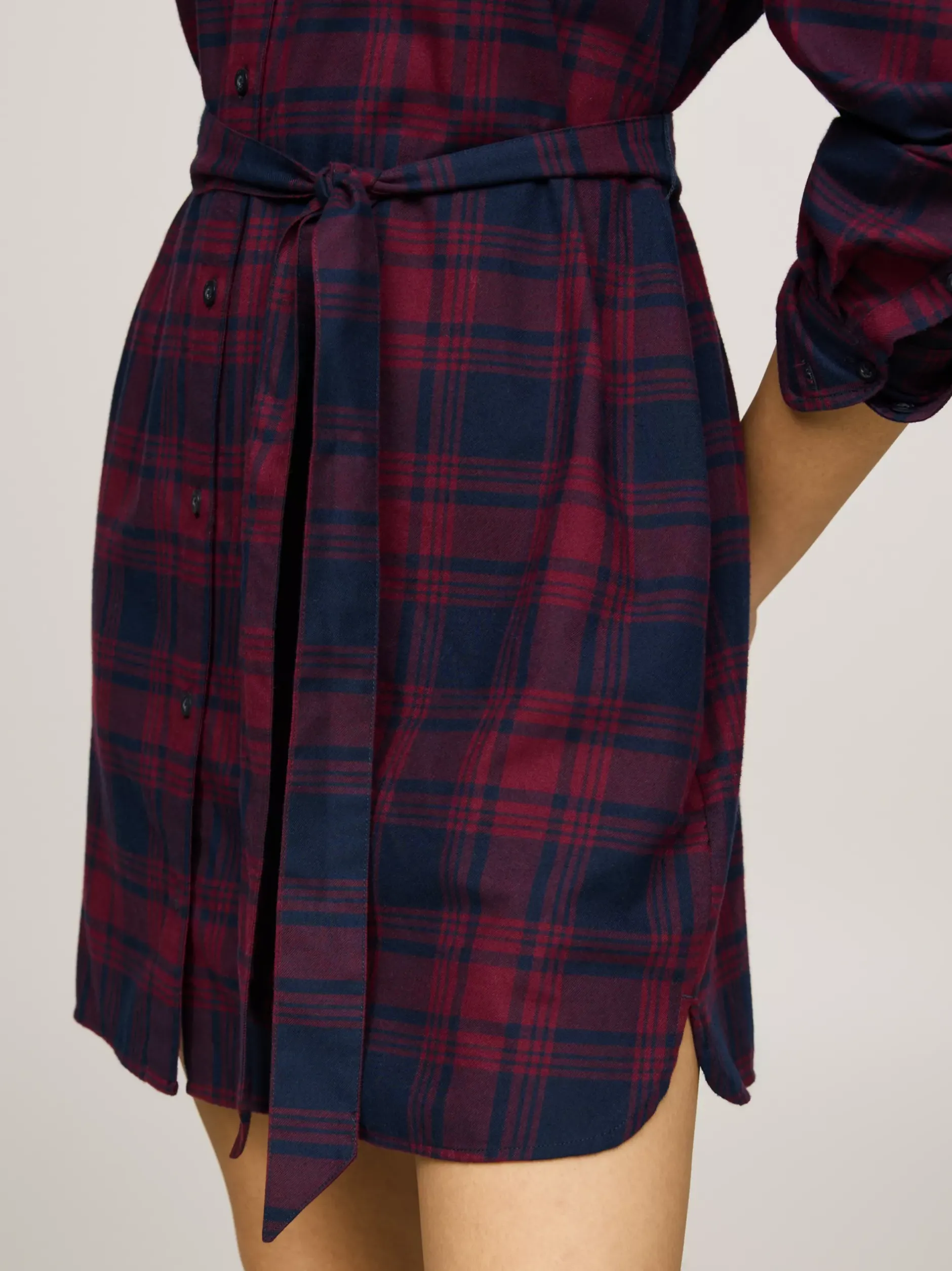 Sukienki*Tommy Hilfiger Sukienka Koszulowa O Luźnym Kroju Z Paskiem ROUGE WINTER CHECK
