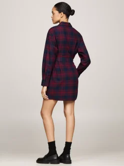 Sukienki*Tommy Hilfiger Sukienka Koszulowa O Luźnym Kroju Z Paskiem ROUGE WINTER CHECK