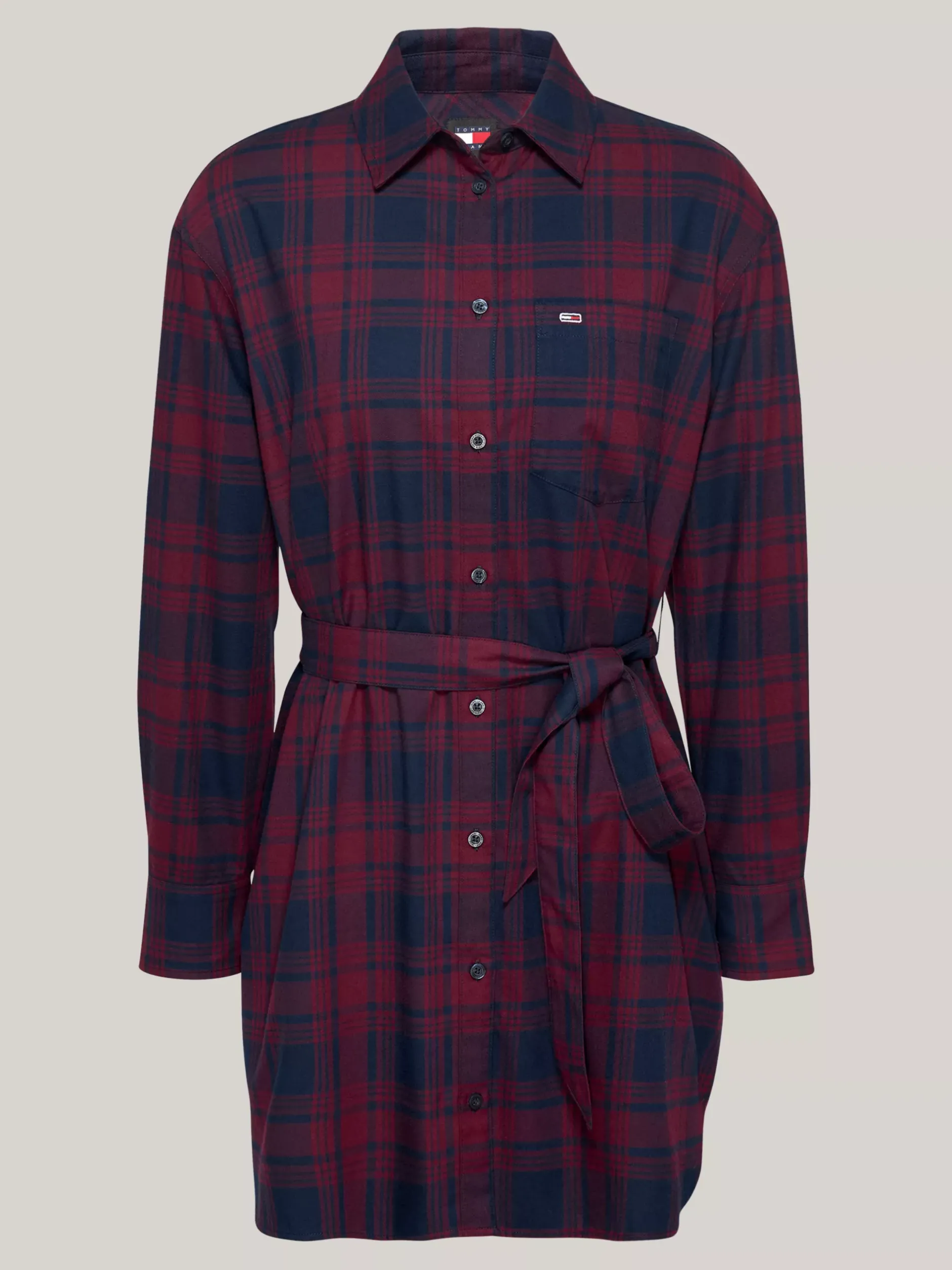 Sukienki*Tommy Hilfiger Sukienka Koszulowa O Luźnym Kroju Z Paskiem ROUGE WINTER CHECK