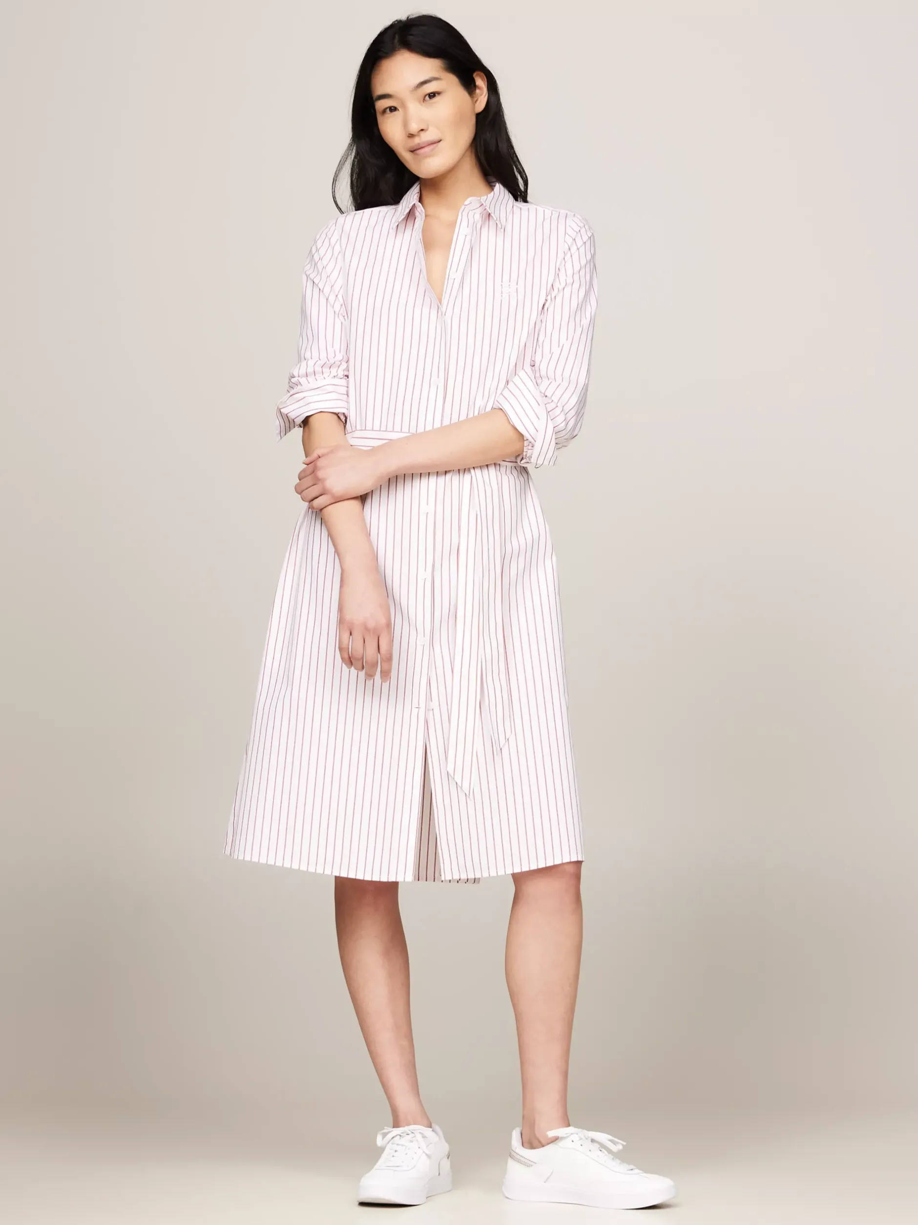 Sukienki*Tommy Hilfiger Sukienka Koszulowa Z Wyhaftowanym Logo CLASSIC SHIRTING STP/ PINK