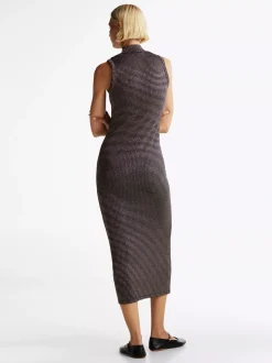Sukienki*Tommy Hilfiger Sukienka Maxi O Fasonie Bodycon Z Półgolfem DESERT SKY/ GOLD LUREX STP