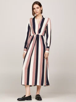 Sukienki*Tommy Hilfiger Sukienka Maxi Z Motywem Prążków LADDER GLOBAL STP/ COUNTRY IVORY