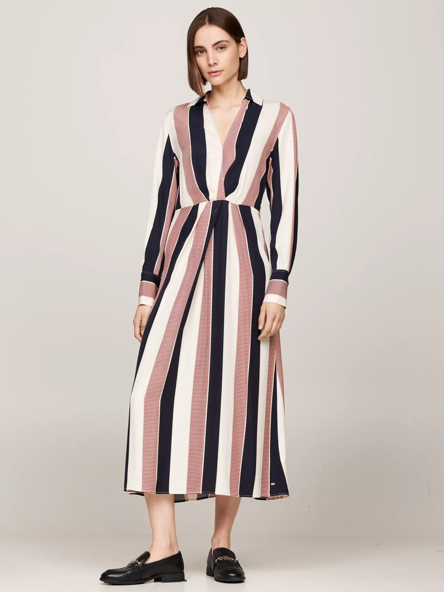 Sukienki*Tommy Hilfiger Sukienka Maxi Z Motywem Prążków LADDER GLOBAL STP/ COUNTRY IVORY