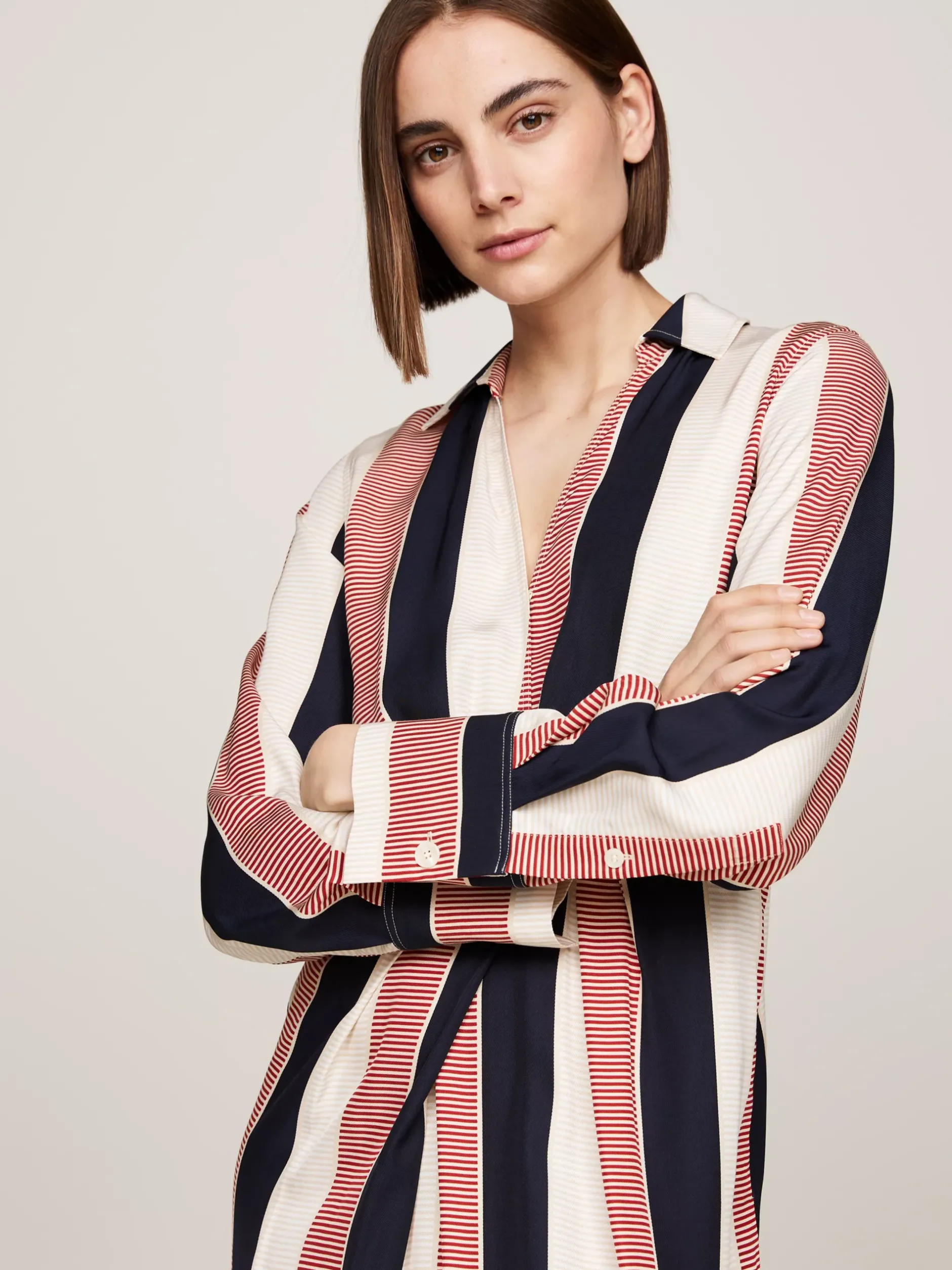 Sukienki*Tommy Hilfiger Sukienka Maxi Z Motywem Prążków LADDER GLOBAL STP/ COUNTRY IVORY