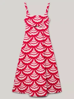 Sukienki*Tommy Hilfiger Sukienka Maxi Z Wycięciem I Muszelkowym Nadrukiem EXPLODED VASITY SEAL/ PRIMARY RED