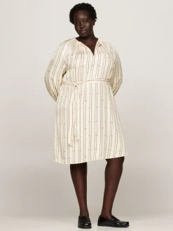 Sukienki*Tommy Hilfiger Sukienka Midi Curve Z Paskiem MULTI ROPE KNOT STP/ COUNTRY IVORY