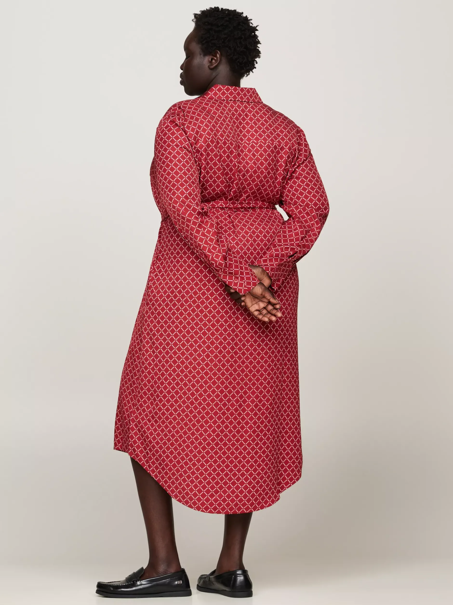 Sukienki*Tommy Hilfiger Sukienka Midi Curve Z Paskiem DIAMOND MONOTYPE/ DARK MAGMA