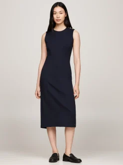 Sukienki*Tommy Hilfiger Sukienka Midi O Fasonie Bodycon Bez Rękawów DESERT SKY