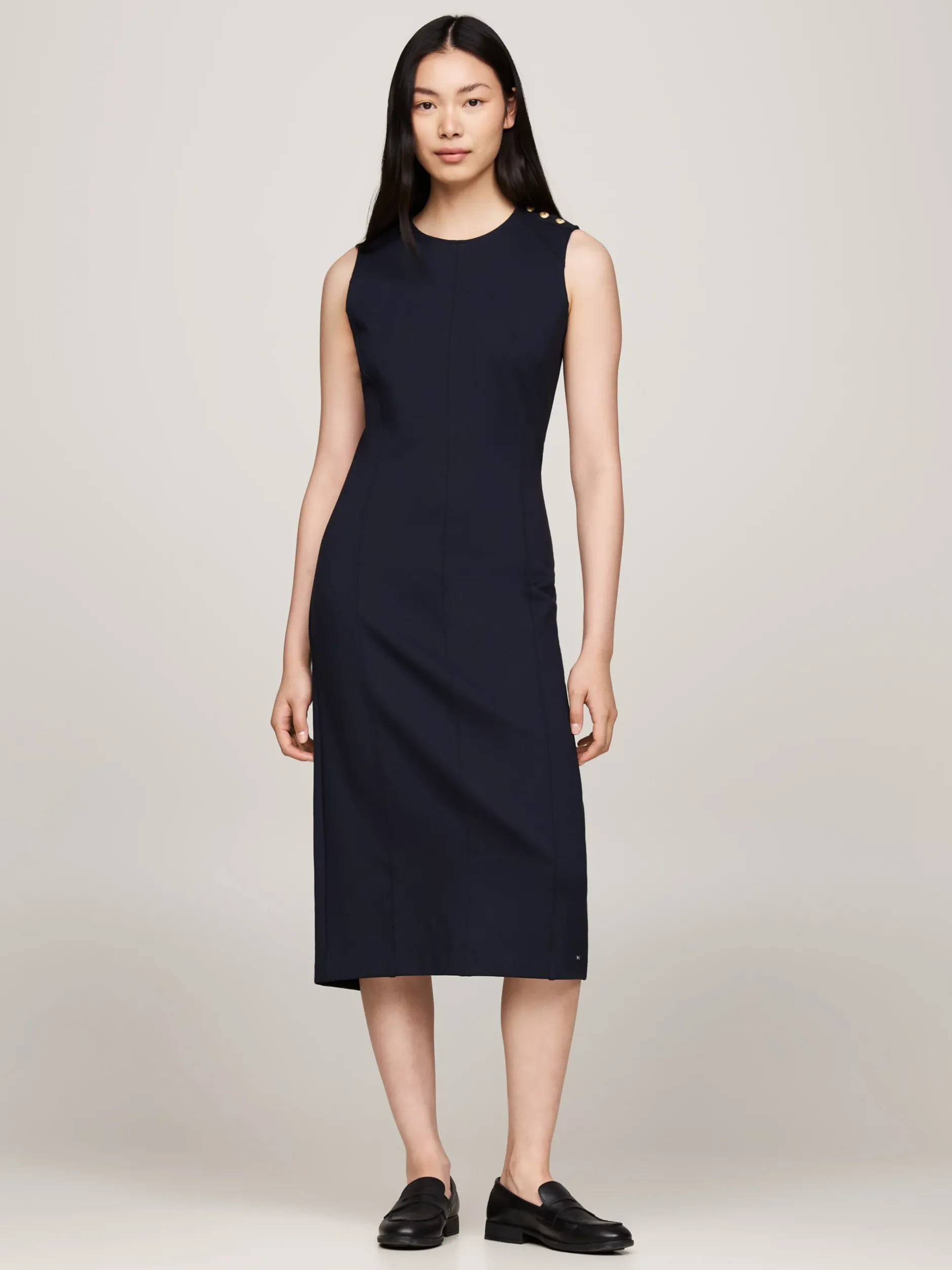 Sukienki*Tommy Hilfiger Sukienka Midi O Fasonie Bodycon Bez Rękawów DESERT SKY