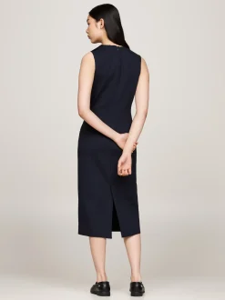 Sukienki*Tommy Hilfiger Sukienka Midi O Fasonie Bodycon Bez Rękawów DESERT SKY
