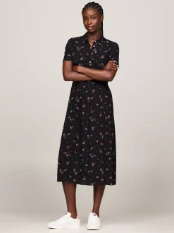 Sukienki*Tommy Hilfiger Sukienka Midi W Kwiaty BLACK MOUNTAIN FLORAL