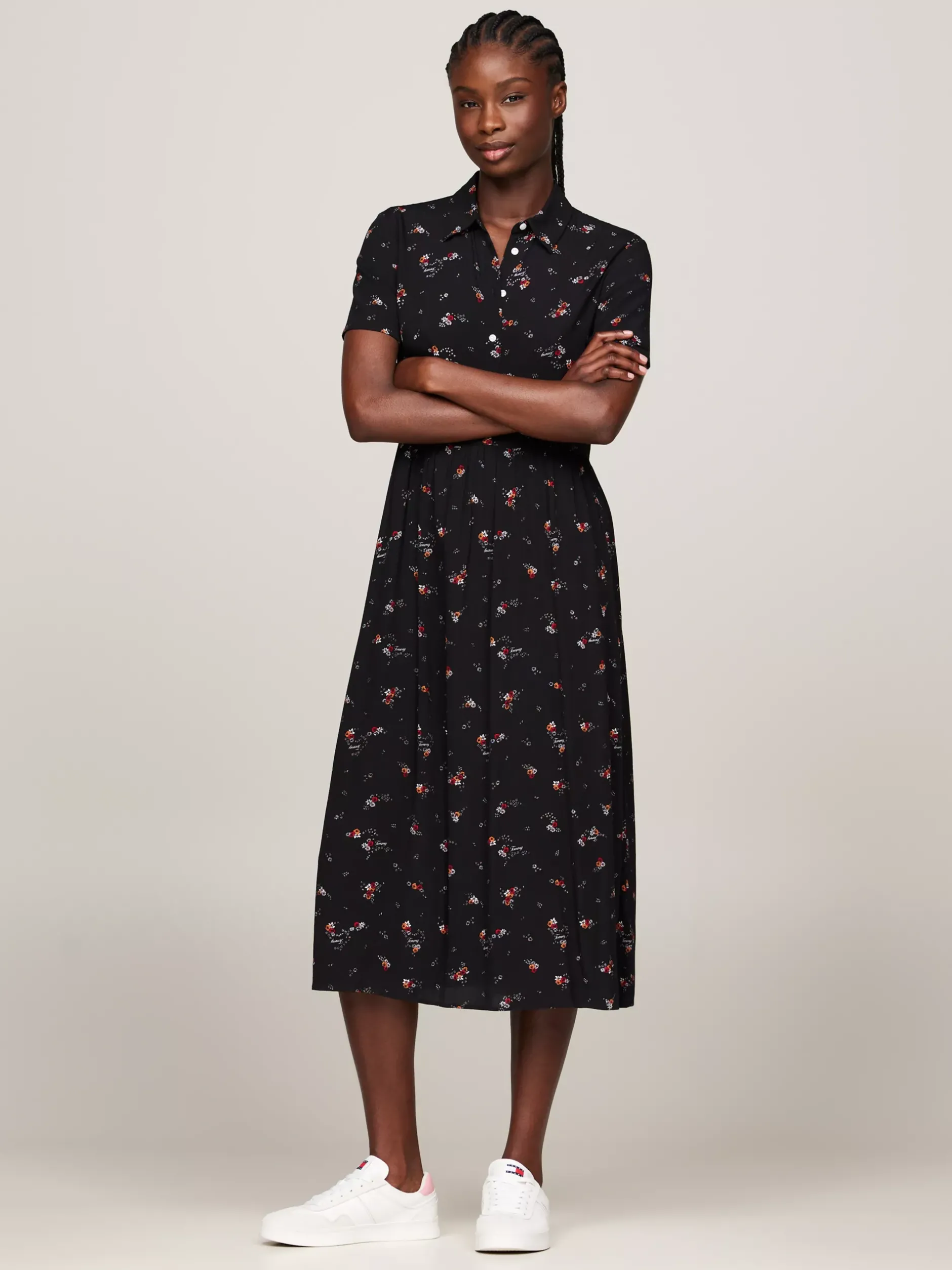 Sukienki*Tommy Hilfiger Sukienka Midi W Kwiaty BLACK MOUNTAIN FLORAL
